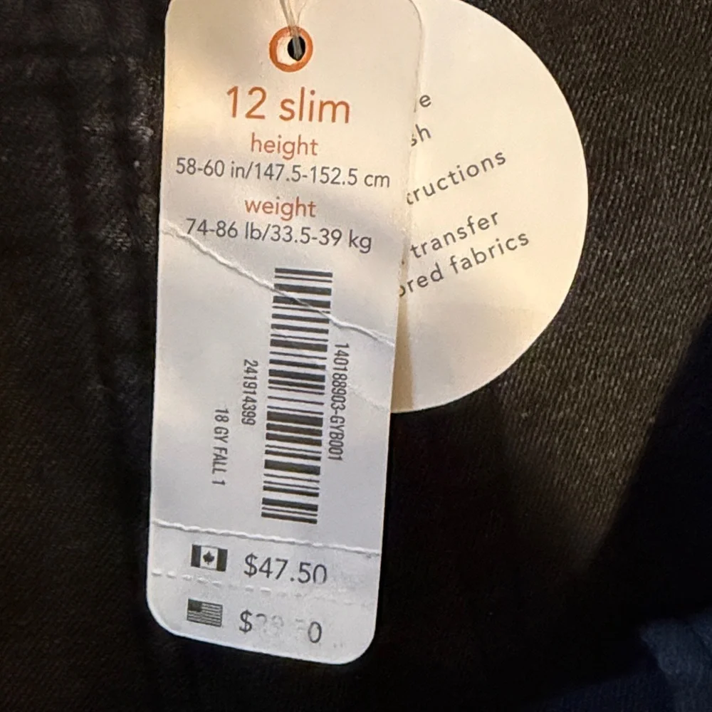 NWT Girls Gymboree Super Skinny Black Jeans Size 12 Slim